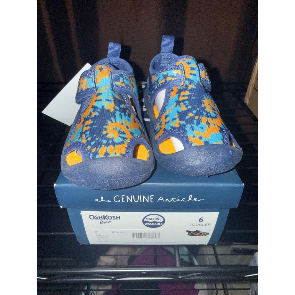 OshKosh Bgosh Toddler Aquatic Water Shoes Multi Navy Tie Dye Sandals Size 6T NIB